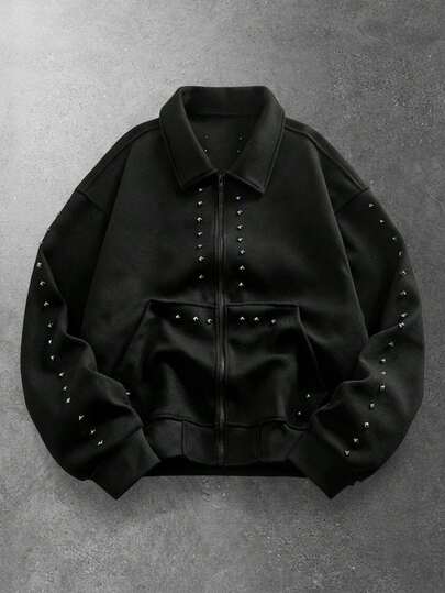 Street Life Veste et manteau ample avec décoration de rivets pour hommes