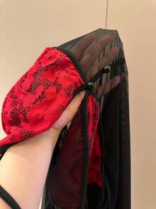 Flirla ملابس علوية كامي شفاف أنيق من الشيفون والدانتيل بياقة على شكل حرف V للنساء، فستان دانتيل ظهر مكشوف لطيف وجذاب، للربيع والصيف - متعدد الألوان - مشاهدة 8