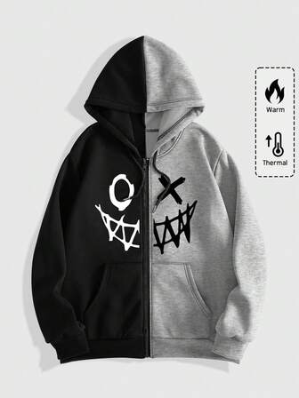 Street Life sweat-shirt à capuche imprimé blocs de couleurs décontracté pour hommes, automne/hiver