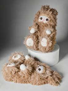 Solezae Women's Fashionable Cozy Plush Teddy Slippers - Brown - View 5