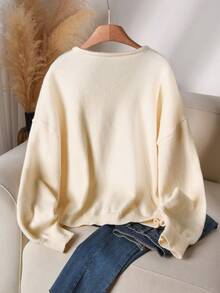 CosyJoli Cardigan élégant et sophistiqué en tricot avec nœud papillon, style français décontracté et minimaliste. Convient pour les femmes en grande taille, pour l'hiver - Nude - Voir 2