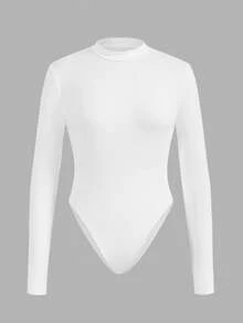 Slaydiva 3pcs/Set Casual Solid Color Versatile Layering Turtleneck Long Sleeve Bodysuit, Suitable For Autumn/Winter, Plus Size - Multicolor - View 10