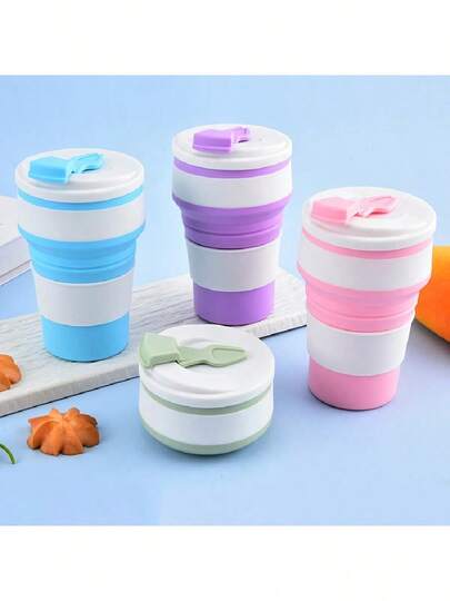 350ml Taza plegable de silicona, taza de enjuague para viajes y camping al aire libre, taza retráctil, taza de café de oficina, taza de leche para el hogar, viene en caja de color