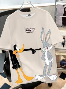 Looney Tunes X Manfinity Manfinity Joysei 3件套男士黑色、白色和卡其色卡通印花圆领短袖T恤 - 黑色 - 查看 7