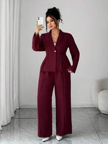 Elenzga Elegancki, francuski, romantyczny komplet garniturowy w stylu vintage, z klapami w stylu slim fit, modny na jesień/zimę