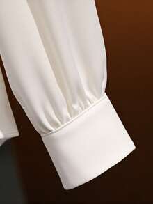 GlowEve CURVE Blouse élégante décontracté à manches longues avec décoration de perles pour femmes grandes tailles, couleur abricot - Nude - Voir 5