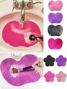 1pc Cleaning Brush With Suction Cup, 4 Colors Available, For Cleaning Silicone Pads,Bag,Organizer,Storage,Makeup Organizer,Makeup - Multicolor - View 1