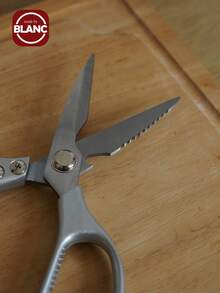 1pc Kitchen Scissors, Stainless Steel Multifunctional Food Shears, Ultra Sharp Utility For Meat Fish Chicken Pizza Salad BBQ, Heavy Duty - Silver - View 2