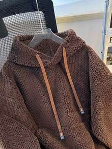 Rina Fox 大码女式纯色简约休闲卫衣 - 咖啡棕 - 查看 4