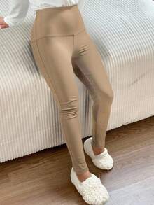 Dazy Kids 女童修身紧身裤 - 棕色 - 查看 4