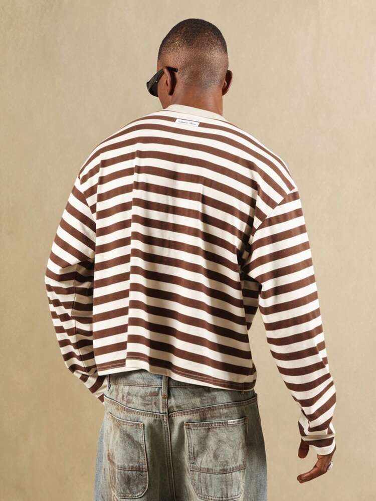 Koszulka w paski z długim rękawem i obniżonymi ramionami