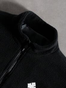 PAVTROS Men's Casual Versatile Cross Embroidery Long Sleeve Jacket, Autumn/Winter Y2k Zip Up Cropped Zip Up Men Street Wear Zip Up Zip Up Jacket, - Black - View 5