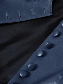 Aveloria Modichic Chaqueta sin mangas de unicolor de PU con cuello redondo y cintura ajustada, estilo de viaje - Azul - Ver 7