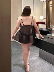 Flirla ملابس علوية كامي شفاف أنيق من الشيفون والدانتيل بياقة على شكل حرف V للنساء، فستان دانتيل ظهر مكشوف لطيف وجذاب، للربيع والصيف - متعدد الألوان - مشاهدة 2