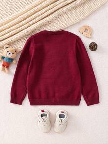 PrepCrw 男童休闲小熊图案圆领毛衣，秋冬季