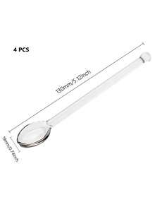 4pcs Glass Mixing Spoons, Tea Spoons, Mini Coffee Mixer, Milk Juice Ice Cream Tea Spoon Dessert Spoon, Glass Stirring Spoons For Home Party, Transparent/Yellow,School Supplies