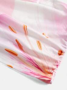 SHEIN Teen Girl Tropical Print Backless Maxi Dress 2 Pieces Set, Pink