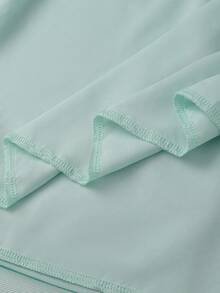 GlowEve 女士收腰A字网纱拼接圣诞假日优雅日常通勤时尚法式街头复古百搭新年商务绿色长袖连衣裙，秋冬款 - 墨綠色 - 查看 3