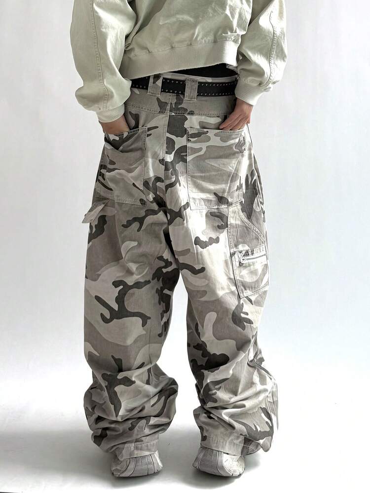 Men's Loose Fit Casual Camouflage Denim Jeans, Autumn