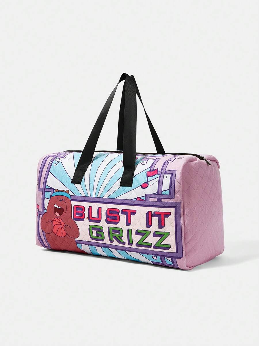 We Bare Bears X SHEIN Bolso de mano grande con capacidad y diseño de dibujos animados lindo para mujer, bolsa de viaje, bolso de fin de semana, bolsa de gimnasio impermeable de gran capacidad