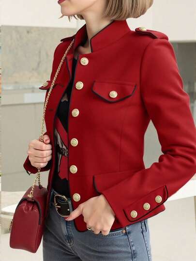 INAWLY 女士撞色长袖夹克，适合春秋季节