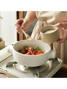 1 件/2 件/3 件日式乡村风格陶瓷调味罐带木盖和托盘，厨房盐糖香料储存容器 - 陶土 - 查看 6