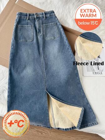 Comfortcana Women's Denim Skirt, Thermal Lined, Autumn/Winter