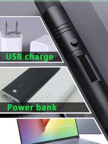 A USB Charging Green/Red/Purple Laser Pen - Ergonomic Grip, Portable Design, Suitable For Demonstration, Outdoor, Office And Classroom Use - Including Wristband Polymer Battery, High-Quality Optical Lens, Simple Pen Shape Design - Multicolorido - Visão 4