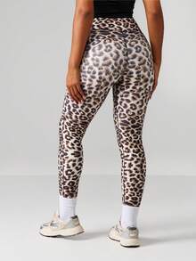 Missguided x Playboy High Waisted Leopard Print Sports Leggings Athletic Compression Tights For Yoga Workout Gym Training Exercise Fitness Running - Multicolor - View 2