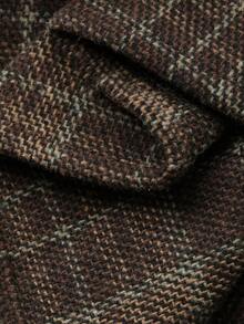 FRIFUL 女士格子百褶喇叭裙，休闲百搭长裙，适合秋冬季穿着 - 棕色 - 查看 7