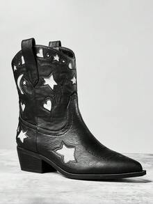 Solezae New Women's Sleek Design Slip-On Chunky Heel Western Style Chic Cowboy Boots For Fall Winter Holiday