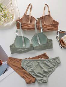 2件套内衣套装（带钢圈，三角裤） - 彩色 - 查看 2
