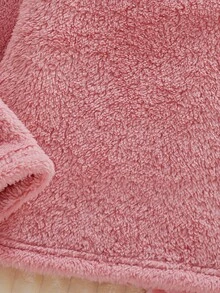 少女格子图案长裤长袖舒适毛绒睡衣，秋冬季 - 粉色 - 查看 3