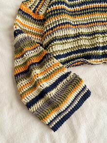 Elamini Casual Versatile Crew Neck Colorblock Striped Sweater