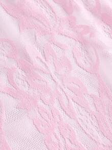 Opulessa 纯色针织女士蕾丝泳衣罩衫和迷你裙套装 - 粉色 - 查看 3