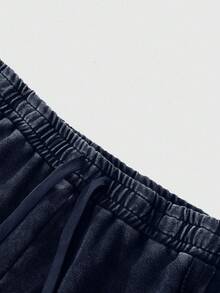 Manfinity EMRG Phong cách đường phố trẻ trung cho nam, Quần nỉ cotton tối giản, Quần ống rộng dáng rộng, Quần chạy bộ dệt kim cạp chun, Vải cotton đã giặt có hiệu ứng bông tuyết cũ, Thiết kế đường may lộ, Phong cách đường phố giản dị Thích hợp mặc hàng ngày, Giải trí, Thời trang, Thường ngày trên phố, Quà tặng ngày lễ - Màu xanh hải quân - Xem 3