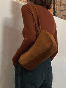 DAZY Blusa feminina de gola alta e manga comprida, ideal para usar em camadas no outono/inverno. - Ferrugem Marrom - Ver 6