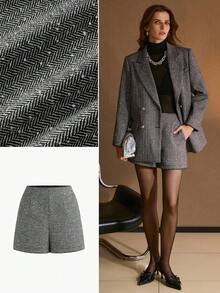 MOTF PREMIUM WOOL SLANT POCKET SHORTS - Grey - View 7