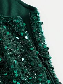 Pitira Elegant Glamorous Olive Green Sequin Spaghetti Strap Dress, Suitable For Weddings, Parties, Vacations, Galas, Formal Events - Dark Green - View 5