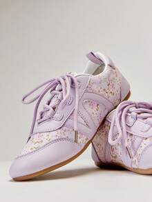 Solezae Women Shoes Comfy Floral Print Flat Everyday Dreamy Casual Basic Cute Ballet Sneakers - Violet Purple - View 2