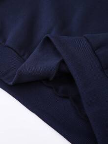 EMERY ROSE 大码休闲字母印花卫衣，秋冬季 - 藏蓝色 - 查看 6