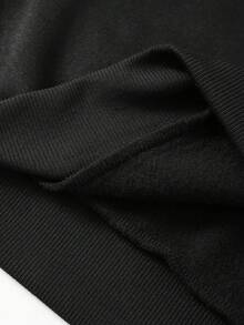 ROMWE MEN Betty Boop | ROMWE 男士玫红色卡通图案拉链连帽衫，秋冬季穿着舒适 - 黑色 - 查看 6