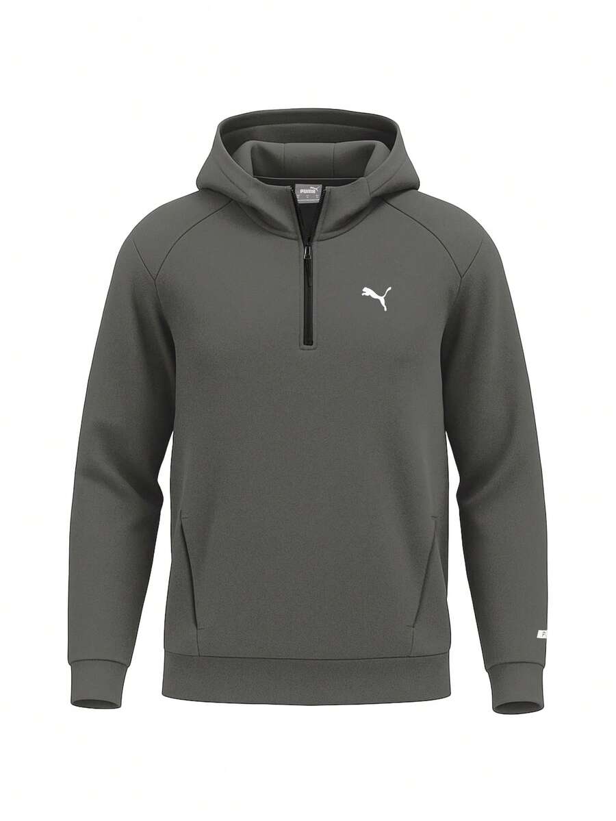 Puma Men's 1/4 Zip Hooded Grey - Grey - View 1