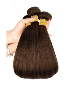 4# Brown Light Yaki Straight Human Hair Bundels Unprocessed Brazilian Virgin Hair Chocolate Brown Yaki Straight 3 Bundles Human Hair Double Wefts Extensions For Women