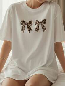 Playera Pijama para Mujer, Ropa de Dormir de Algodón Suave con Diseño Bonito. - Blanco - Ver 3