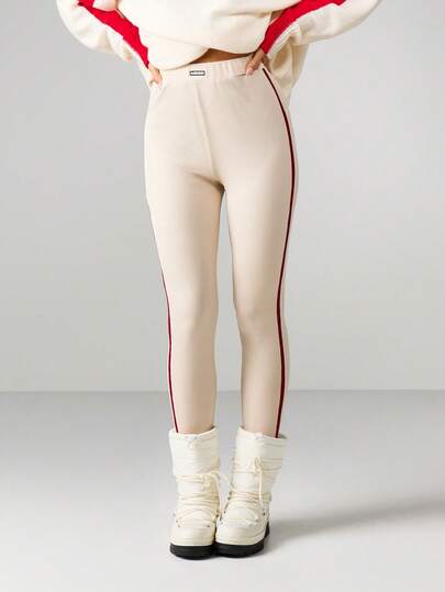 MISSGUIDED Leggings a vita alta con costine e dettagli a righe a contrasto per comfort quotidiano