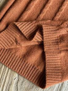 Girls' Fashion Turtleneck Twist Rope Long Sleeve Sweater Dress,Kids Brown Apricot Tan Autumn Dress,Back To School Outing Party Fashionable Knitwear - Brown - View 8