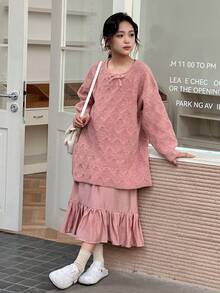 Dazy Kids 少女毛衣套装 - 粉色 - 查看 3