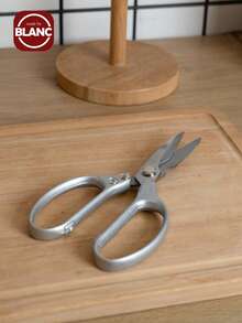 1pc Kitchen Scissors, Stainless Steel Multifunctional Food Shears, Ultra Sharp Utility For Meat Fish Chicken Pizza Salad BBQ, Heavy Duty - Silver - View 3