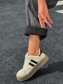 SHEIN PETITE 休闲水洗宽松直筒牛仔裤 - 深灰色 - 查看 3